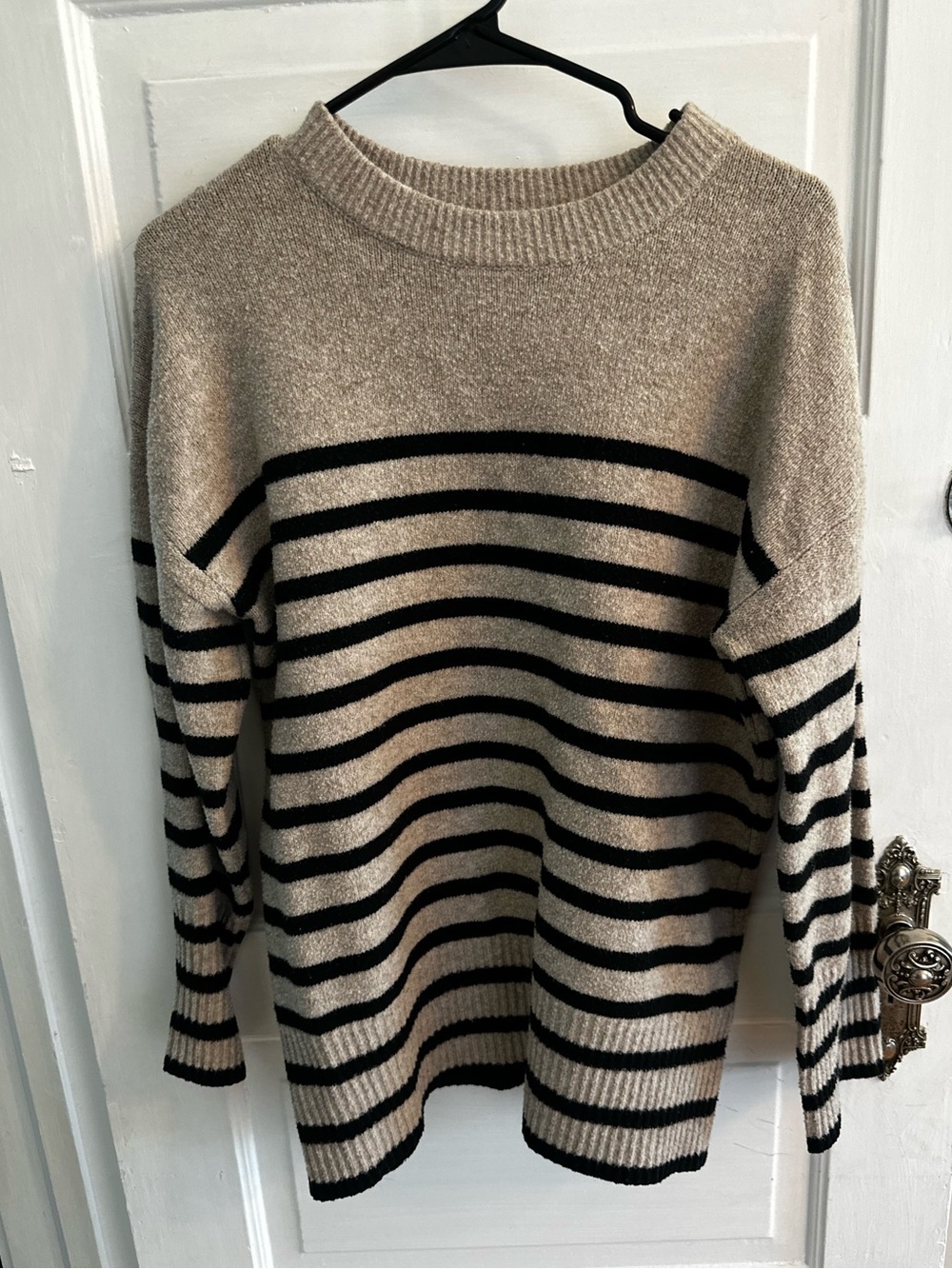 A New Day, cream and black striped sweater, size M
